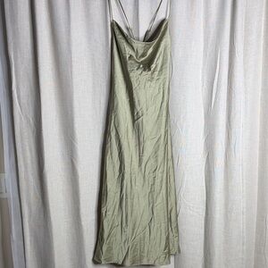 Show me your MUMU SIZE M Elegant Olive Green Slip Dress